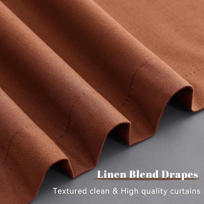 Terracotta Linen 100% Blackout Curtains - Image 9