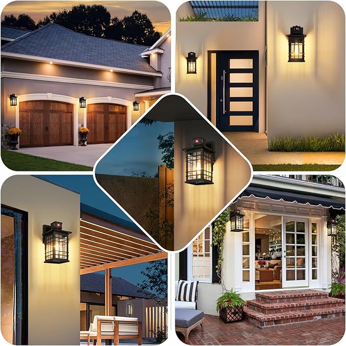 Motion Sensor Outdoor Light Fixture Wall Mount, Dusk to Dawn Oil-Rubbed Bronze Waterproof Outside Porch Light with E26 Base, Anti-Rust Exterior Wall Lantern with Bubble Glass for House Garage Garden