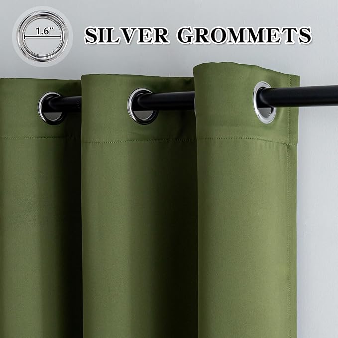 IGEMAEVE Blackout Curtains for Bedroom Grommet Olive Green 52" W x 96" L | - Image 3