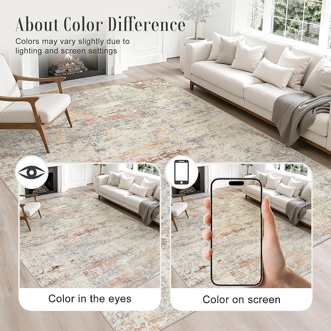 3x8 Washable Runner Rug：Modern Abstract Kitchen Soft Carpet Taupe | - Image 4
