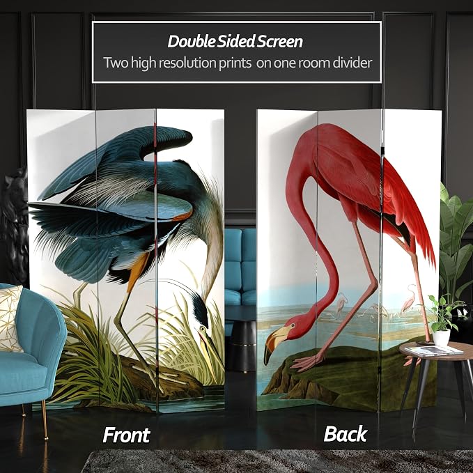 Red Lantern 6 ft. Tall Double Sided Audubon Heron & Flamingo Canvas Room - Image 2