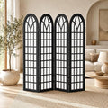 4 Panel Shoji Room Divider Folding Privacy Screen Black | Freestanding by ALeesing