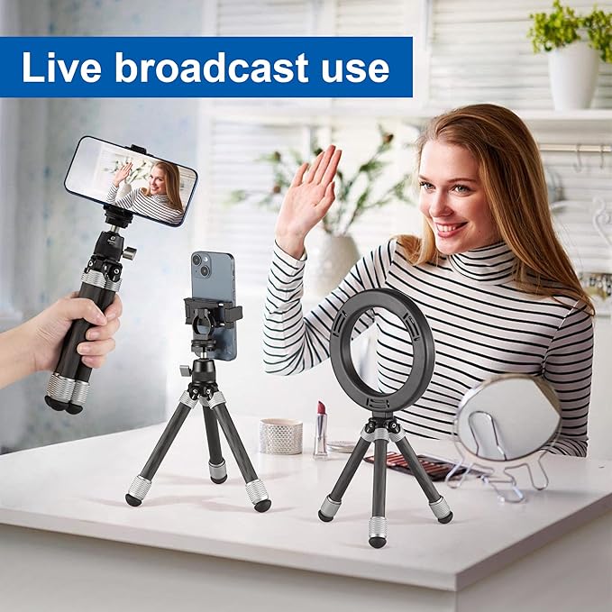 LEOFOTO Carbon Fiber Small Tabletop Travel Tripod, Weight 108g/0.23lb, Maxload 5kg/11lb, Lightweight Tripod Stand, 1/4" Inch Screw, for Camera/Phone Holder/Projector, MT-02C Long Version (MT-02CL)