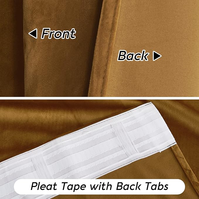 RYB HOME Gold Brown Fall Velvet Curtains - Image 6