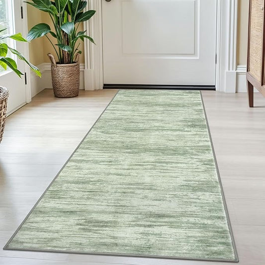 2x5 Modern Abstract Runner Rug for Hallways, Light Sage Green and Ivory Super Soft Hallway Decor Kitchen Rugs with Non-Slip, Non-Shedding Washable Rug for Hallways Entryway Bedroom Indoor