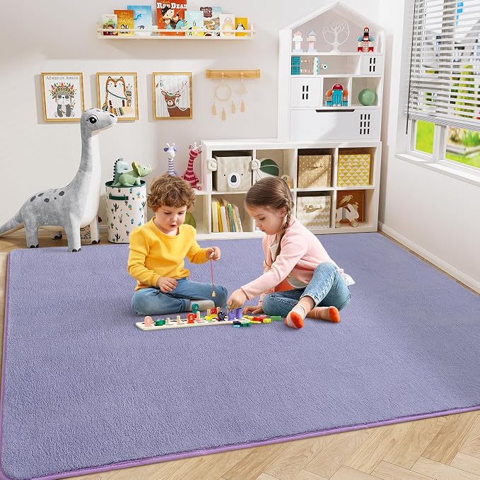 Modern Area Rug for Bedroom Living Room, 5x8 Purple Memory Foam Rug | Thickened - Image 4