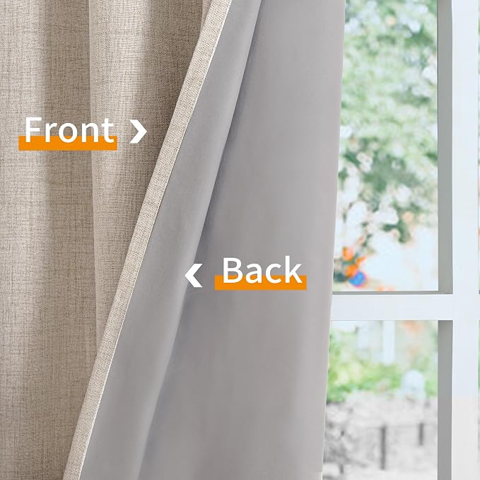 YoungsTex Oatmeal Linen Blackout Curtains - Image 6