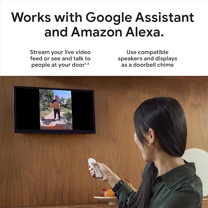 Google Nest Doorbell (Wired, 2nd Gen) - Wired Video Doorbell Camera - Doorbell Security Camera - Snow