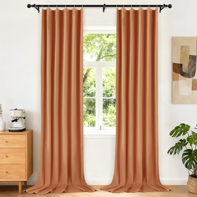 Etherealveil Terracotta Pinch Pleated Blackout Curtains 2 Panels 40"x112" | by Etherealveil