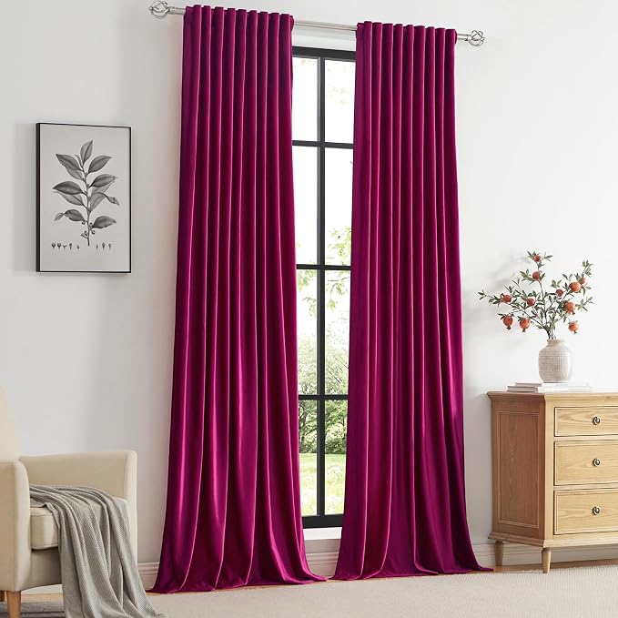 PRIMROSE Hot Pink Velvet Curtains 96 inch Long - Image 7