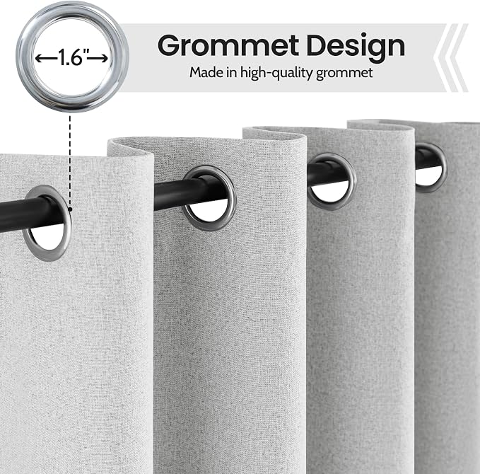 COSVIYA 100% Blackout White Linen Curtains & Drapes 63 Inch Length | Light - Image 3