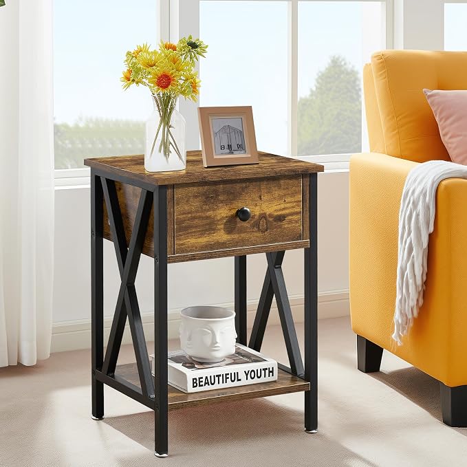 VECELO Nightstand, Modern Bedside End Table, Night Stand - Image 2