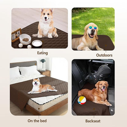 gogobunny 3X Stronger Waterproof Pet Blanket, Scratch Proof Furniture Protector for Dogs Cats, Reversible Cover 82x82 Inch, Dark Chocolate