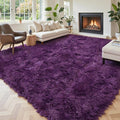 Area Rugs10x14 for Living Room, Grape Purple Large Shaggy Plush Furry Rug | by Junhejiamei