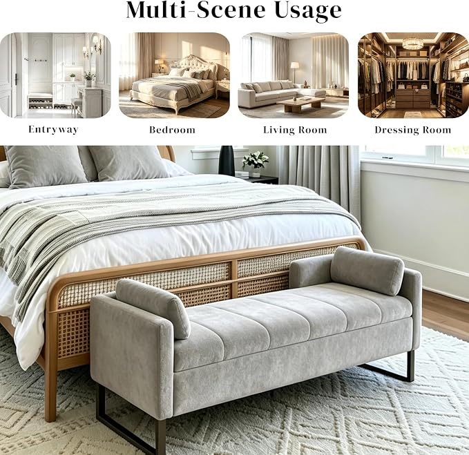 Aoiy & Wifon 63.98" W Storage Ottoman Bench, End of Bed Bench, King Size - Image 8
