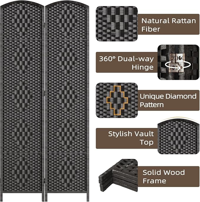 HALLYBEE Room Divider Panel, 6 Panel Partition Room Dividers Screen, Privacy - Image 4