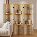 Room Divider with Shelves, 66.9-Inch Tall Japanese Shoji Style Wood Screen with by Svimi