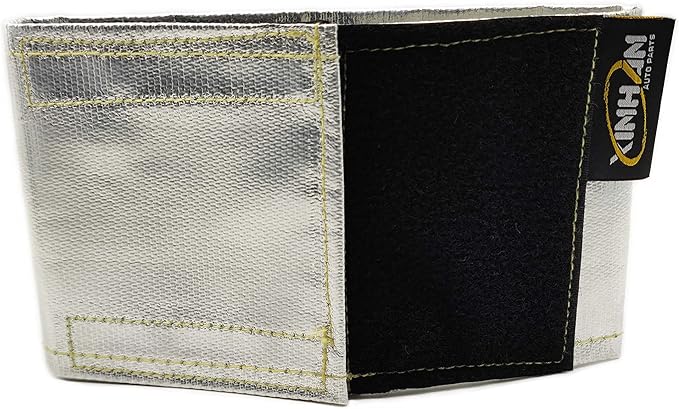 Xinhan (Silver,Black) Aluminum and Fiberglasss Heat Shielding Universal Starter Heat Shield 7 X 24in and 5.5 x 17in Wrap Self Attaching (Silver, 5.5IN x 17IN)