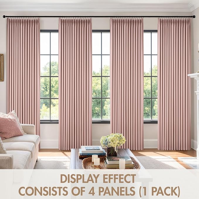 MIULEE Pinch Pleated 100% Blackout Curtains 40"x90" Light Pink 4 Panels Set | - Image 7