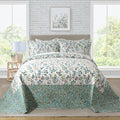 3-Piece Floral Quilt Super King Quilt Bedding Set, Ultra Soft & Fade Resistant by Travan