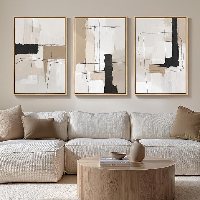 Large Framed Abstract Wall Art, 20x30 In, Canvas prints, wood frame, Minimalist by Cuspin