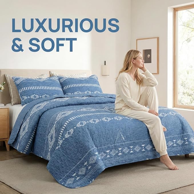 Whale Flotilla Reversible Blue Print Quilts Queen Size - Image 3