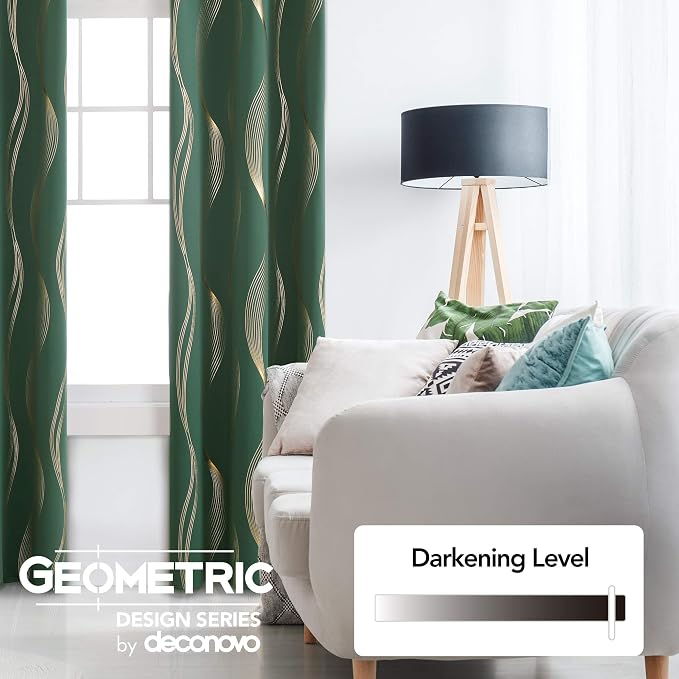 Deconovo Curtains for Living Room, Pattern Blackout Curtains 63 Inches Long | - Image 3