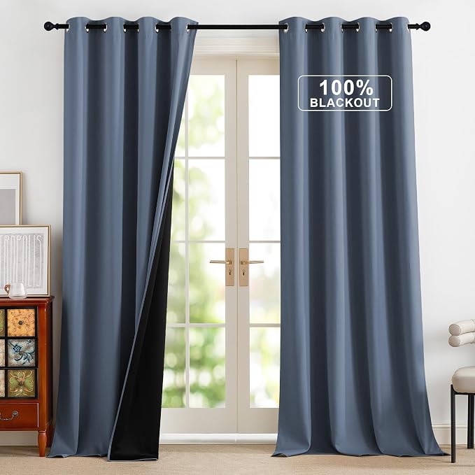 NICETOWN Stone Blue Curtains 52 x 90 inches Long by NICETOWN