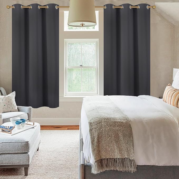 Diraysid Charcoal Grey Grommet Blackout Curtains - Image 8
