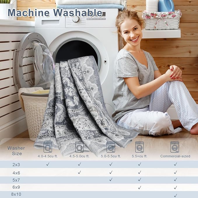 Macgace Washable Vintage Area Rug - Image 5