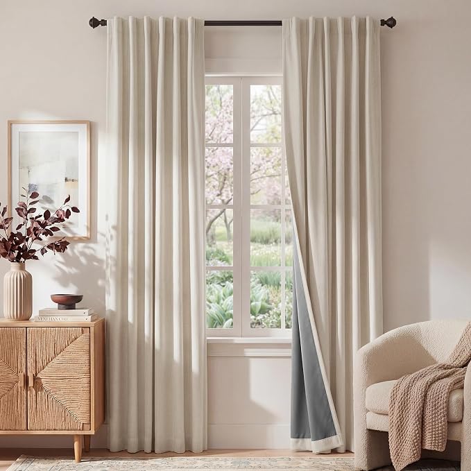 RYB HOME Warm Sand 100% Blackout Curtains 84 Inch Long by RYBHOME