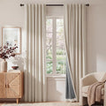 RYB HOME 100% Blackout Linen Textured Curtains 96 inches Long, Thermal by RYBHOME