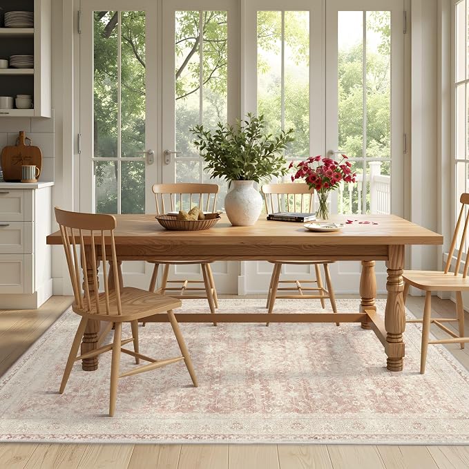 Latte&Fog Washable Area Rugs for Living Room 5x7 Pink Rug for Girls Bedroom | - Image 5