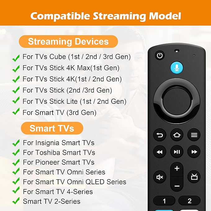 Replacement Voice Remote Control Fit for Fire Smart TV Stick(HD/4K Max/4K/Lite), TV Cube, Smart TV (3rd Gen, Pendant Design) for Samsung-TCL Smart TVs, Not for Roku