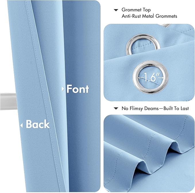 MIULEE Blackout Curtains for Bedroom 2 Panels 40 x 54 Inch Long Sky Blue | - Image 4