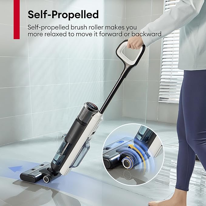 Ultenic Wet Dry Vacuum Cleaner,Cordless Vacuum Mop Combo with Self-Cleaning,Smart Mess Detection,50mins Runtime,3-in-1 Vacuum Mop for Hard Floors,Edge Cleaning,LED Display,Black,AC1 Elite