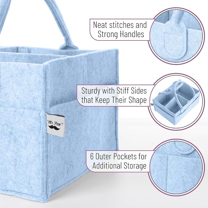 Mr. Pen- Baby Diaper Caddy Organizer, Sky Bliss | Nursery Storage Bin and Car - Image 3