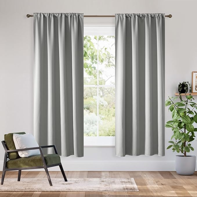 RYB HOME Bedroom Blackout Curtains 63 inches Long, 100% Blackout | Thermal by RYBHOME