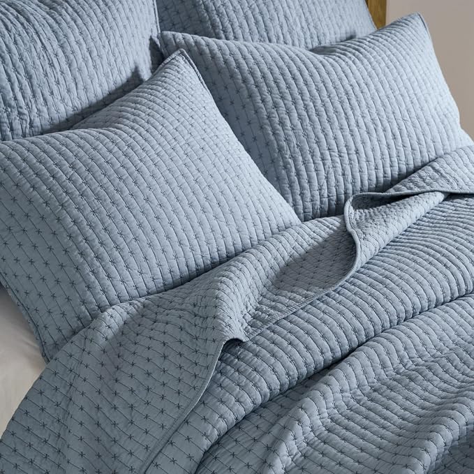 Levtex Home - Cross Stitch Chambray Quilt Set - King Quilt + Two King Pillow - Image 7