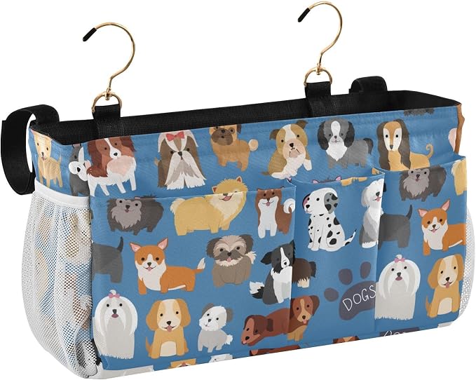 Dogs Cute tag8 Bedside Caddy Storage Bag Bedside Organizer by KOPIRIT