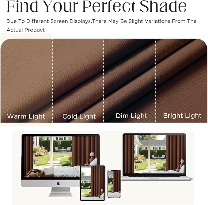 CUCRAF Brown Blackout Curtains 90 inch Length 2 Panels Set, Rod Pocket Room - Image 5