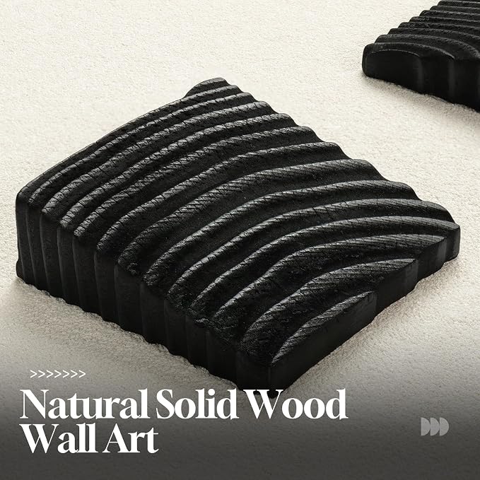 Cuspin Modern 3D Wood Wall Art for Living Room, Neutral Minimalist Textured - Image 3