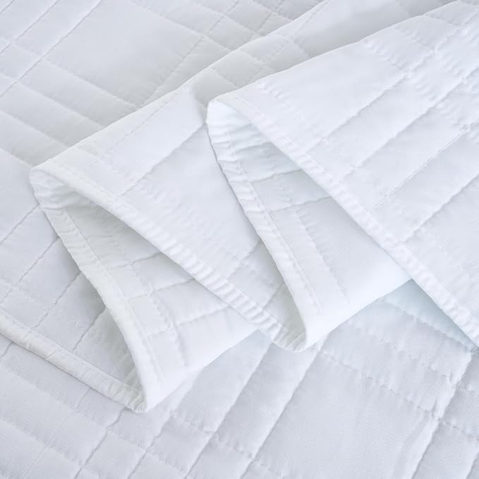 Chezmoi Collection Kingston Twin XL Size Bedspread Set, 2-Piece White Oversized - Image 7
