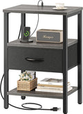 SUPERJARE Nightstand with Charging Station, Bed Side Table with Adjustable by SUPERJARE