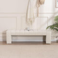 59" Velvet Bench for Bedroom King Size Bed Window End of Bed, Ivory White | by AIITTCC