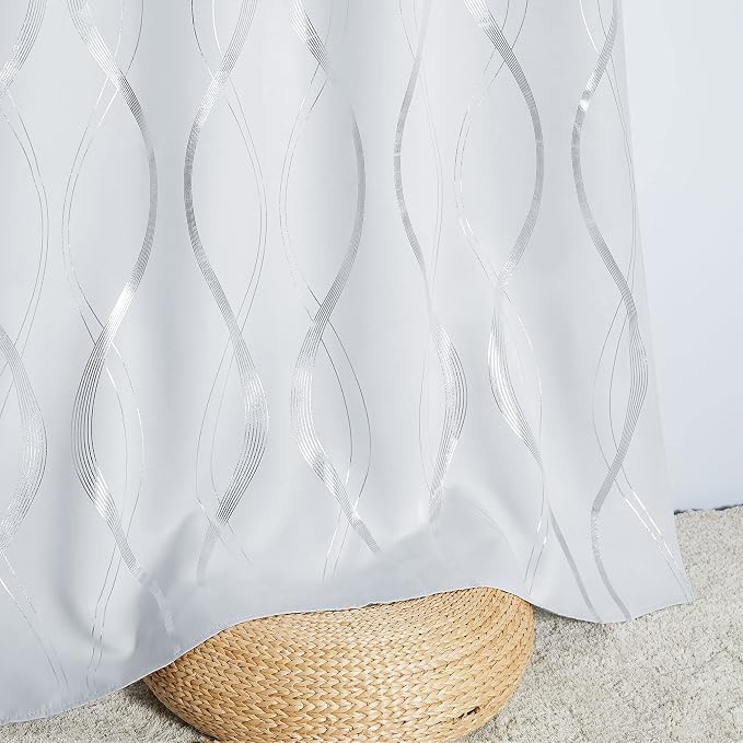 NICETOWN Greyish White Room Darkening Curtain Panels - Image 5