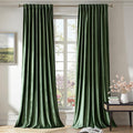 PRIMROSE Emerald Olive Green Velvet Curtains 72 inch Long by PRIMROSE