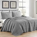 Chezmoi Collection Kingston King Size Bedspread Set, 3-Piece Gray Oversized by ChezmoiCollection