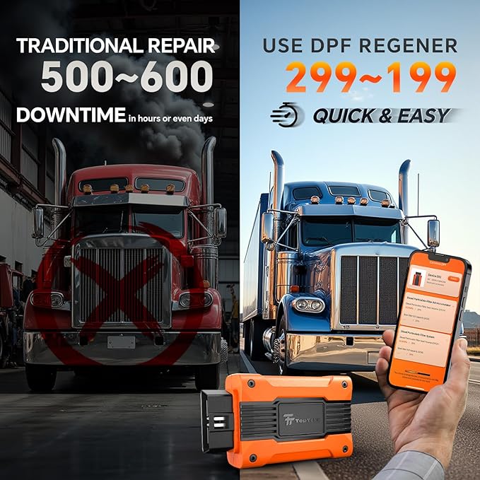 TopTekk Heavy Duty Truck Essentials for DPF Regeneration and Condition Reset Tool, Compatible with International/Maxxforce Engines, One-Click Regen