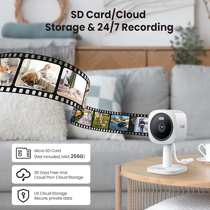 Hugolog 3K 5MP Outdoor Indoor Security Cameras for Home Security, Home Camera with Starlight Color Night Vision,Built-in Spotlight,Motion Detection,2-Way Talk,US Cloud & Local Storage,Works with Alexa